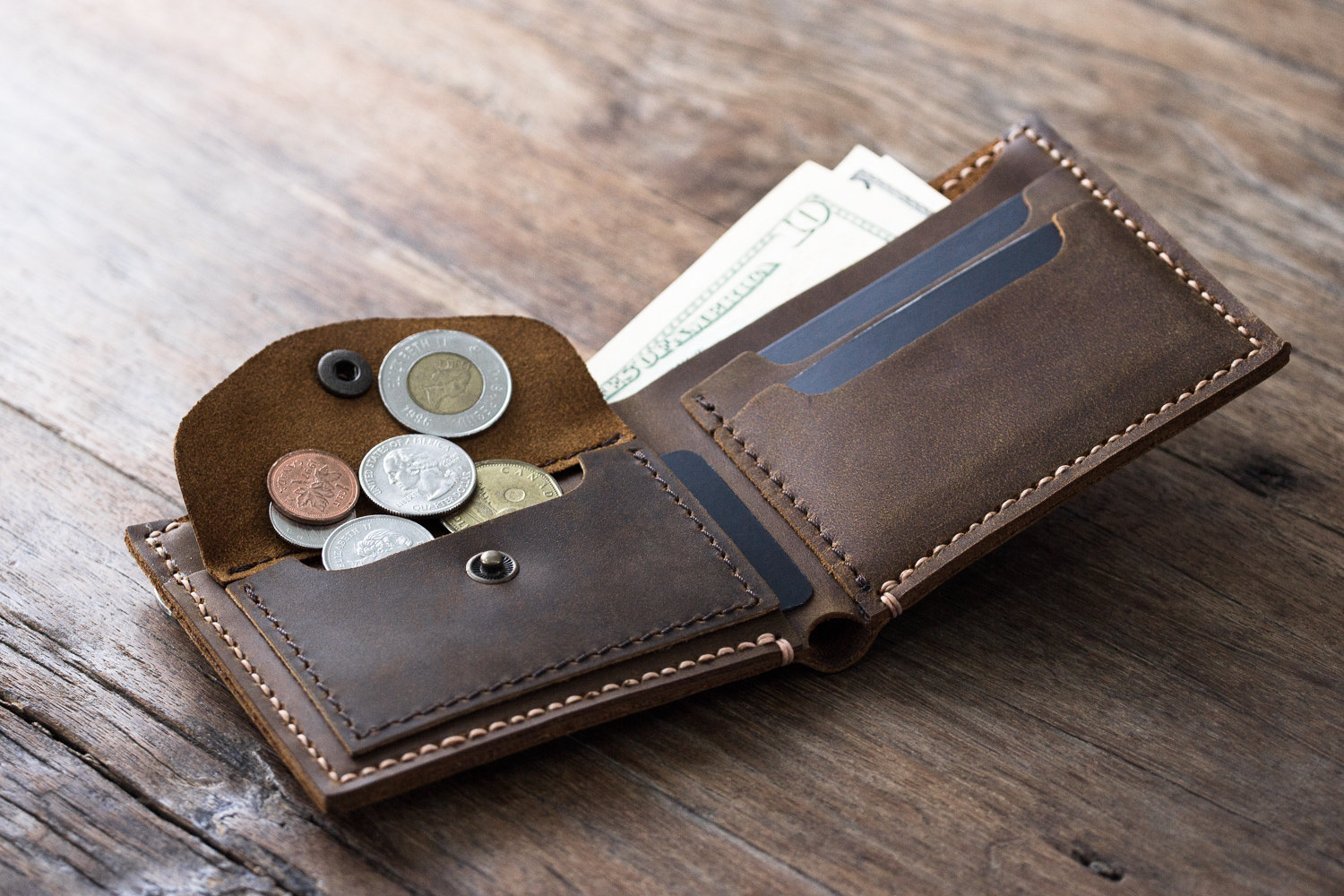 Leather Coin Pocket Wallet | Handmade Original Design by JooJoobs