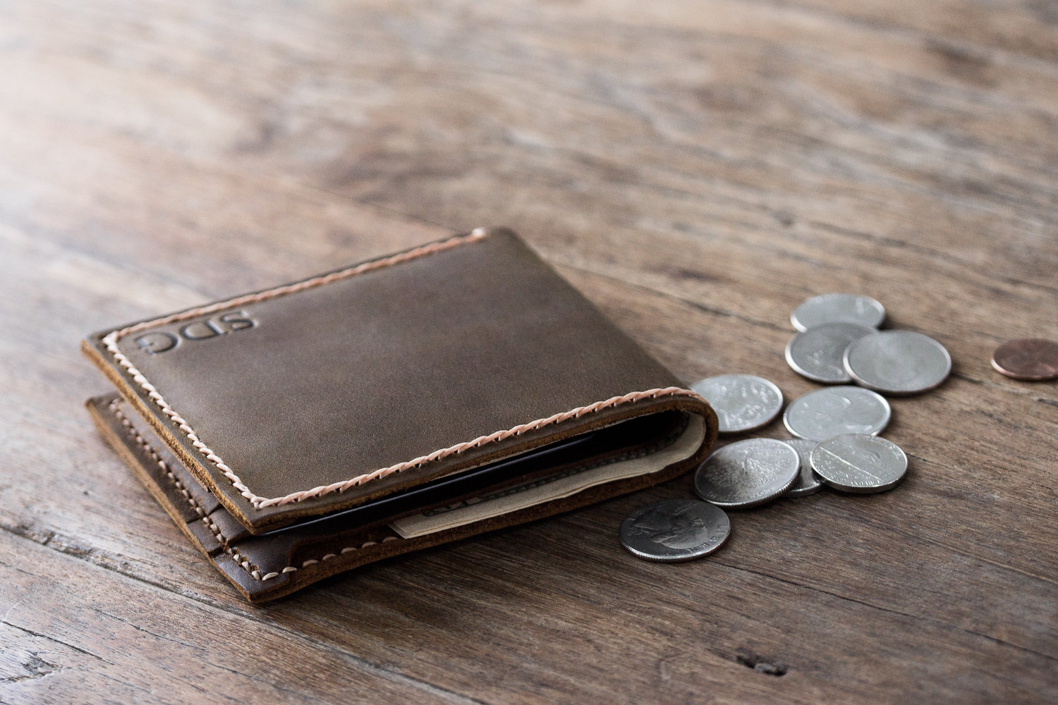 Leather Coin Pocket Wallet [Handmade] [Personalized] [Free Shipping]