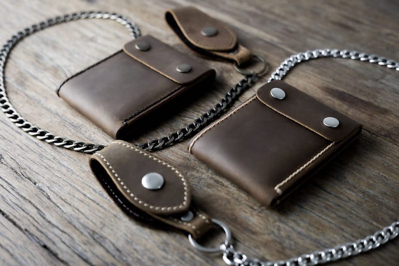 Leather Trifold Chain Wallet [Personalized] [Handmade]