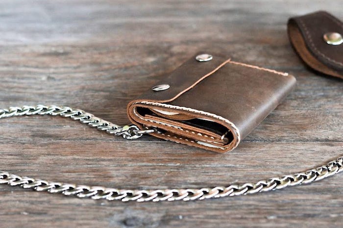 Leather-Trifold-Chain-Wallet