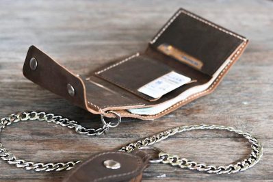 Leather Trifold Chain Wallet [Personalized] [Handmade]