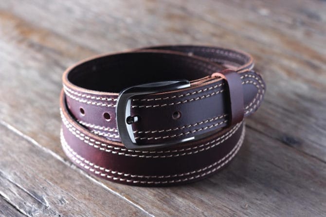 Mens Black Leather Belt with Ninja Hidden Pocket - JooJoobs