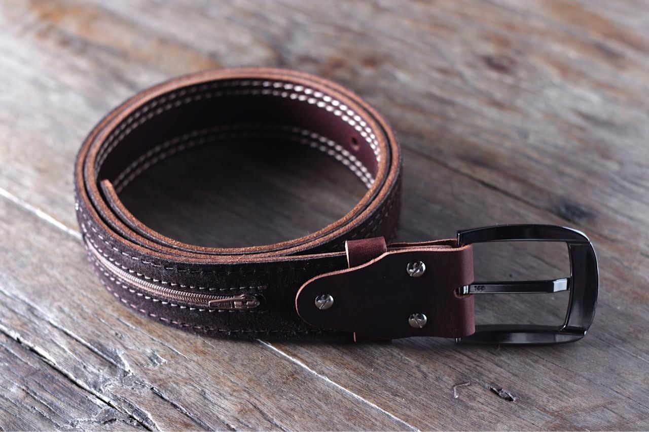 Handmade Red Leather Belt [Personalized] [Custom]