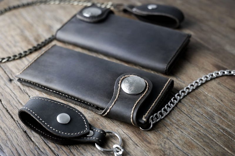 Men's Long Leather Biker Wallet