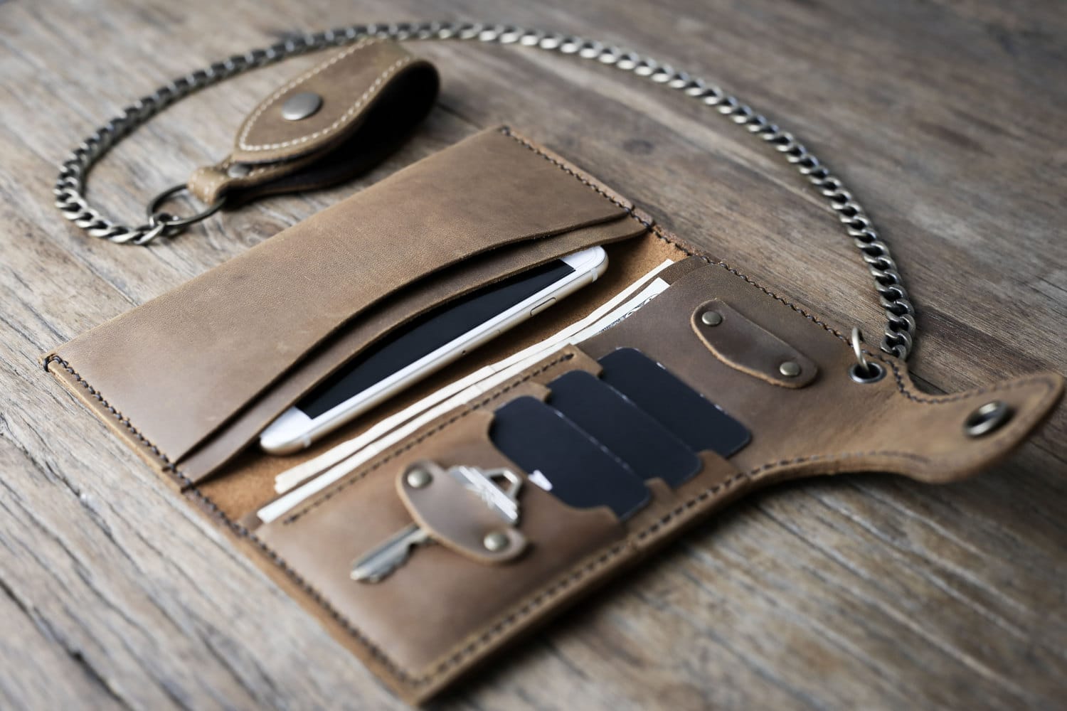 Mens Leather Biker Wallet [Handmade] [Personalized] [Free Shipping]