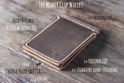 Vertical Money Clip Wallet Handmade Personalized Free Shipping - 