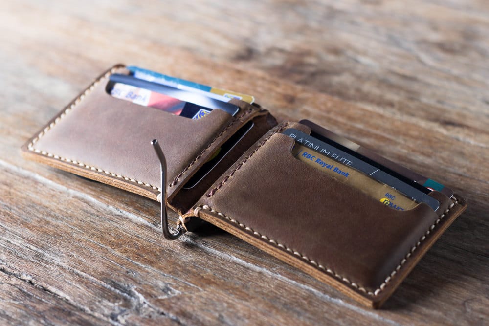 personalized leather money clip wallet