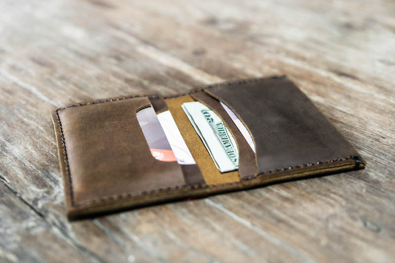 JooJoobs American Flag Leather Card Wallet Slim Men's Wallet Handmade Cowhide