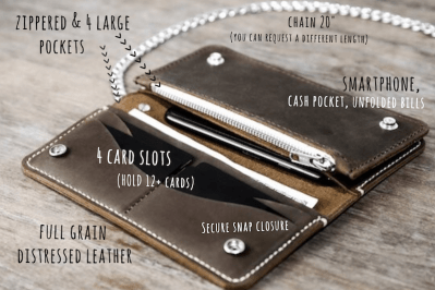 Leather Biker Wallet (Long) 2