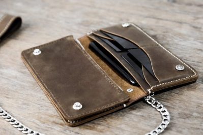 Long Leather Biker Wallet | Handmade Original Rustic Design