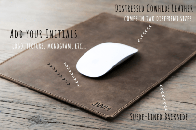 handmade leather mousepad