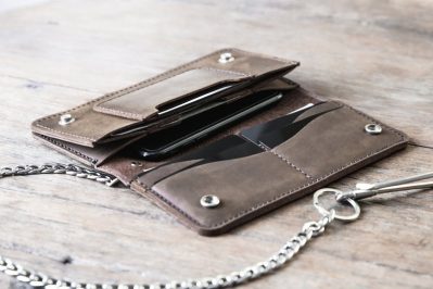 Long Leather Biker Wallet | Handmade Original Rustic Design